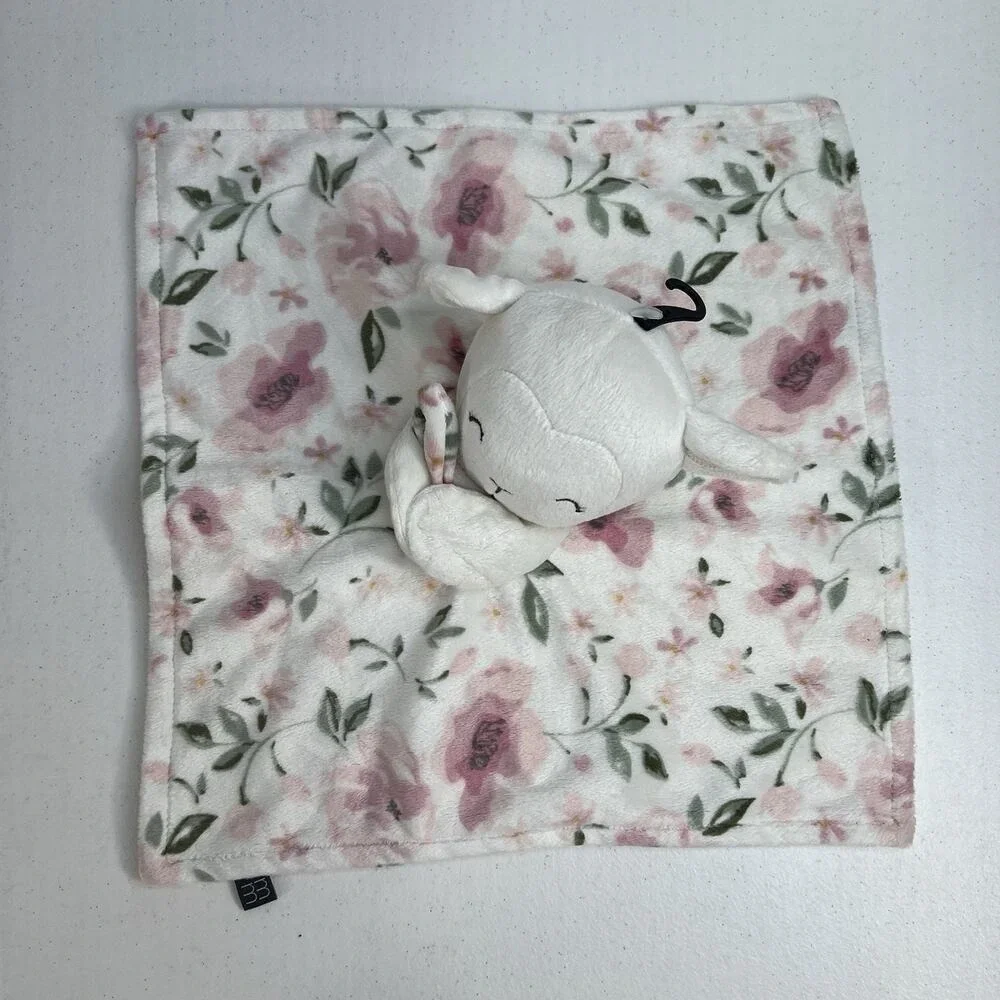 Modern‎ Moments Lamb Lovey Security Blanket Pink White Girl Floral Plush 12